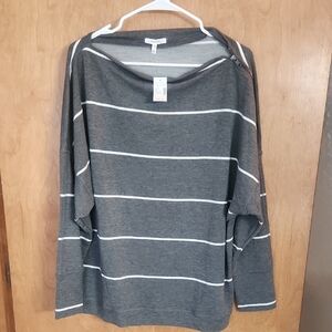 Maurices Charcoal Heather Long Sleeve Tee With Shoulder Zipper Detail